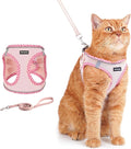 Rttochfy Cat Harness and Leash Set, Escape Proof Kitten Harness, Soft and Breathable Vest with Reflective Strip, Easy to Wear for Cats Walking and Traveling (Pink, M)
