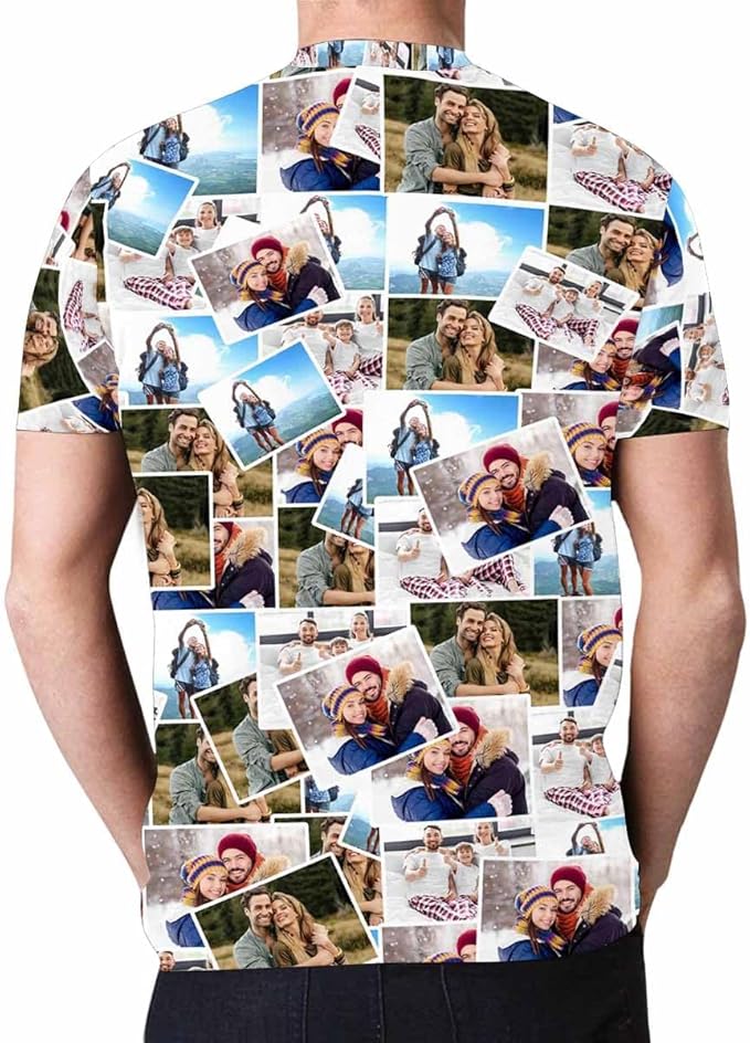M YESCUSTOM Custom Funny Tshirts for Men Women Personalized Face Tshirt with Picture Customized Tee Gift for Dad Mom Husband