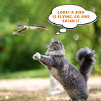 JXFUKAL Cat Wand Toys, Interactive Cat Toys with 3 Feather Refills, 29'' Flexible Steel Wire, Sturdy Wood Handle & Bell for Kitty Kitten, Cat Toys for Indoor Cats Teaser Cat String Toy