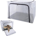 Cat Litter Box Cover with Front and Top Flip-Up Lid,Foldable Waterprof Cat Litter Cover for Odor Control,Easy Access(24x17x16inch)