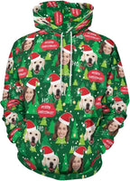 Artsadd Custom Face Unisex athletic Pockets Sweatshirt Loose Hoodie Custom Christmas Long Sleeve Sweatshirt Hooded Pullover