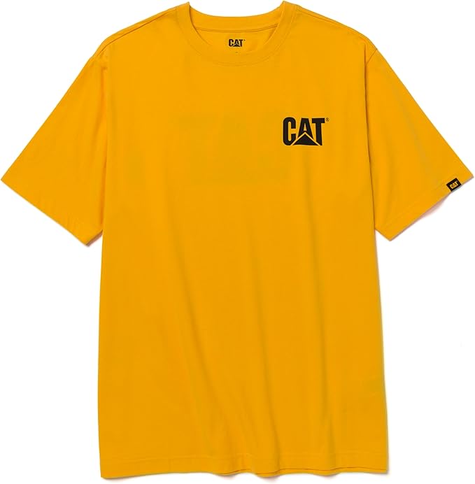 CAT Men's Trademark T-Shirts with Shape-Retention Rib Trim Spandex, Tagless Neck, and Cat Logo on Left Chest