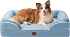 EHEYCIGA Orthopedic Dog Beds for Large Dogs, Waterproof Memory Foam Large Dog Bed with Sides, Non-Slip Bottom and Egg-Crate Foam Pet Couch Bed with Washable Removable Cover, Washed Blue