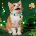 Cat Collar,2Pack St.Patrick's Day Cat Collars Cute Breakaway Kitty Collars,Spring Green Shamrock Cat Collar with Bell, Lucky Clover Kitten Collars with Safety Buckle for Girl & Boy Cats