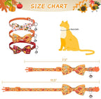 SCENEREAL Thanksgiving Cat Collar Breakaway, 3 Pack Kitten Collars with Bell, Bowtie and Safety Buckle - Adjustable Cute Holiday Cat Collars with Turkey and Pumpkin Pattern for Girl Boy