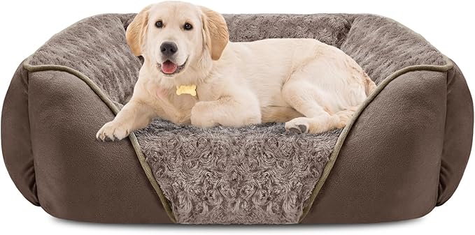 INVENHO Large Dog Bed Rectangle Washable Orthopedic Soft Calming Sleeping Durable Pet Cuddler with Anti-Slip Bottom