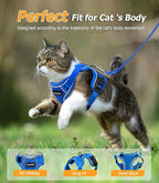 Halypet Cat Harness and Leash Set [MAX Safety 4th-Gen Upgrade] Escape Proof Adjustable Cat Leash Comfortable Soft Vest Easy to Wear Kitten Harness with Reflective Strip for Cats Walking, XS Blue