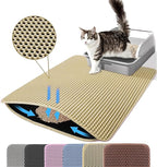 Jumbo Cat Litter Mat, 46x26 Inches Double Layer Honeycomb Litter Trapping Mat, Non Slip Waterproof Urine Proof Extra Large Cat Litter Box Mat, Kitten Supplies and Essentials, XXL, Beige
