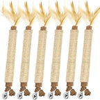 Tocirelo Kitten Chew Toys Teething - 6Pack Natural Silvervine Sticks for Cats, Matatabi Cat Feather Toy Chew Sticks, Cat Teeth Cleaning Treats for Indoor Bored Kitten