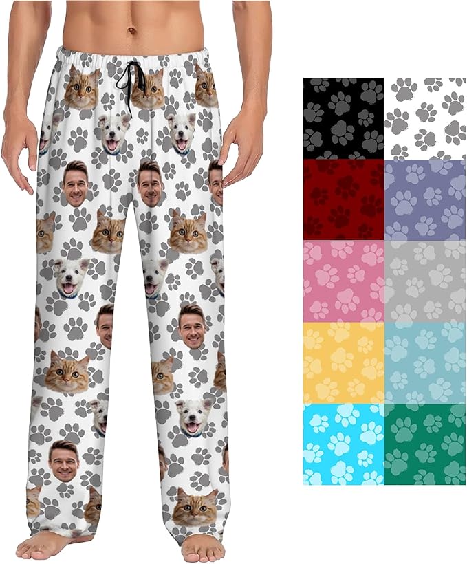 Custom Pajamas Pants With Photo Face Custom PJ Pants Personalized Gifts For Women Men Pet Dog Cat Christmas Valentines