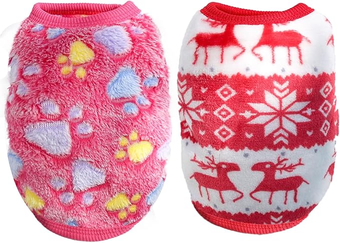2 Pieces Teacup Dog Clothes Dog Christmas Outfit Puppy Sweater for Small Dogs Chihuahua Sweater Puppy Clothes for Extra Small Dogs Xmas Pet Cat Clothing (XX-Small)