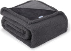 Waterproof Dog Blanket for Large Dogs - Reversible Washable Pet Blanket, Soft Sherpa Fleece Furniture Protector, Cat Throw Bed Couch, Grey, 60"x80"
