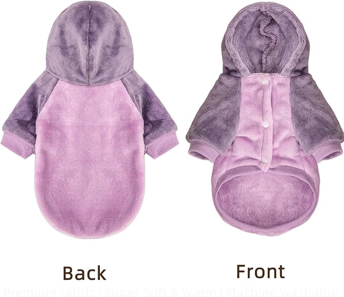 FabriCastle Dog Hoodie Sweater for Small Dogs Boy and Girl, Small Dog Clothes XS XXS Puppy Sweatshirt, Pet Outfit, Cat Clothing Super Soft Warm Snap On Closure (Lavender-Purple, Medium)