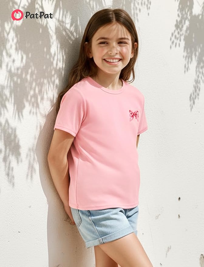 PATPAT Girls Crewneck Short Sleeve Graphic Tees Animal Print Shirts Cute Summer Outfits 5-12 Years