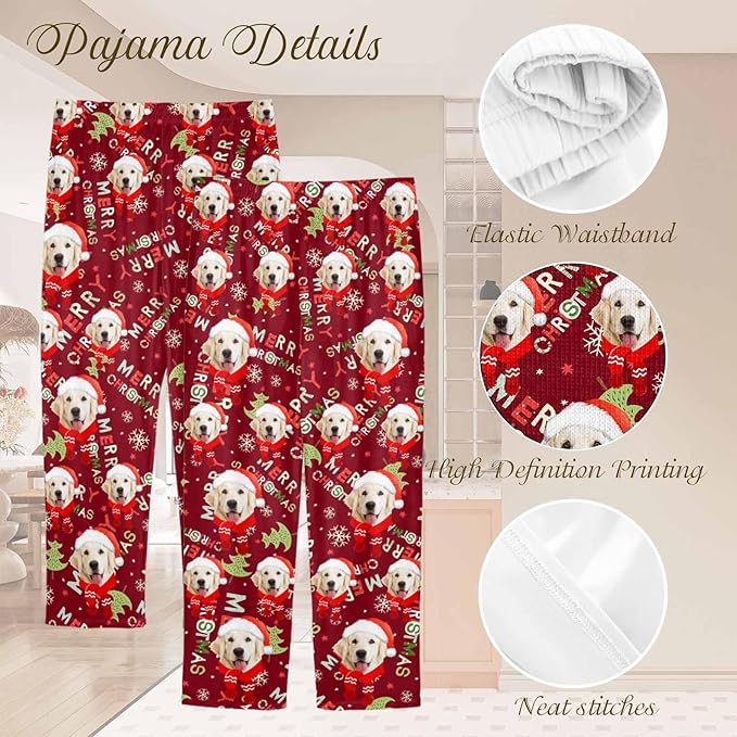 Custom Couple Pajama Pants Sock with Funny Face, Personalized PJ Anniversary Birthday Women Men Pants