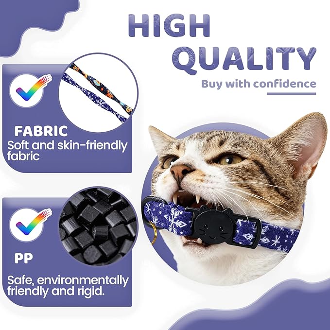 Elegant little tail 2 Pack Cat Collar- Christmas Cat Collars Breakaway with Bell Pendant Wedding Kitten Boy Girl Safety Adjustable 7-12 Inch Collar for Small Cats Puppy