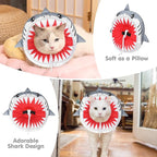 BEAUTYZOO Cat Cone Collar Soft, Cat Donut Recovery Collar after Surgery to Stop Licking, Kitten E Collars Neck Pillow Cone for Cats, Adjustable Elizabeth Pet Collars for Puppy Small Dogs, Grey Shark M