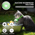 GPS Tracker for Cats, Cat Tracker Collar with Safety Elastic Buckle, Compatible with Apple Find My App (Only iOS), No Monthly Fee, Waterproof (White Tracker, Green Cat Collar)