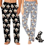 MyPupSocks Custom Pajama Pants for Pet Lover, Personalized Photo Face Printed Pajama Bottoms Sleepwear with Pockets