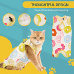 Avont Cat Recovery Suit - Kitten Onesie for Cats After Surgery, Cone of Shame Alternative Surgical Spay Suit for Female Cat, Post-Surgery or Skin Diseases Protection -Donut(L)