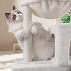 37.4" Cat Tree Tower with Twin Cat Condos for Indoor Cats, All-in-One Activity Center with Cat Scratching Post Cozy Sleeping Perch Hammock and Toy Balls,Beige