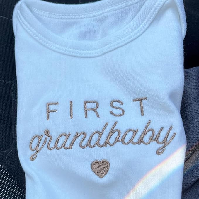 COUPLEHOODIES Personalized Baby Onesie Bodysuit – Custom Embroidery Gift for Pregnancy Reveal Baby Shower or First Grandchild