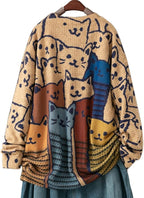 YESNO Women Christmas Sweater Graphic Printed Oversized Pullover Sweaters Casual Loose Knit Tops S01