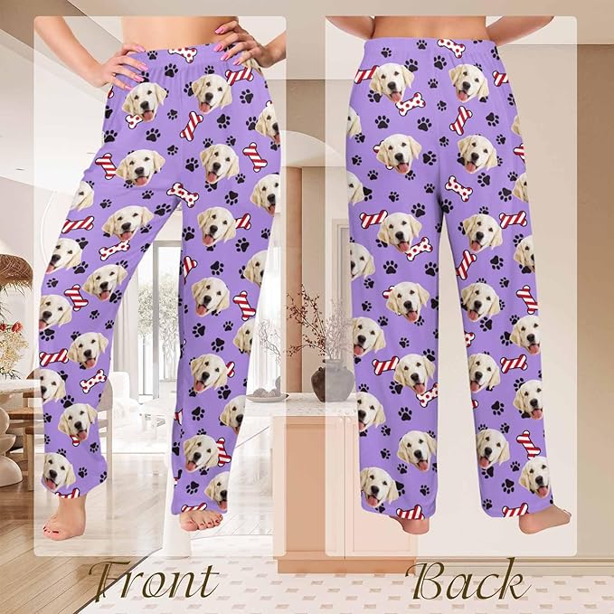 Custom Couple Pajama Pants Sock with Funny Face, Personalized PJ Anniversary Birthday Women Men Pants