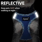 PUPTECK Dog Harness and Leash Set for Small Medium Dogs No Pull Step-in Soft Mesh Puppy Cat Vest Harnesses Reflective at Night, Blue L