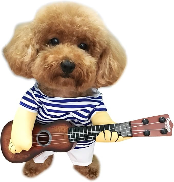 NACOCO Pet Guitar Costume Dog Costumes Cat Halloween Christmas Cosplay Party Funny Outfit Clothes (L)