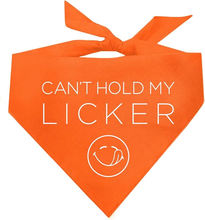 Can’t Hold My Licker Funny Drooler Dog Bandana (Orange, XS 1118)