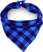 Birthday Plaid Dog Bandana with Button, Dual Layer Scarf Soft Cotton Triangle Bib Girls and Boys Kerchief Adjustable Accessories for Small Medium Large Extra Large Dog Puppy Pet Cat