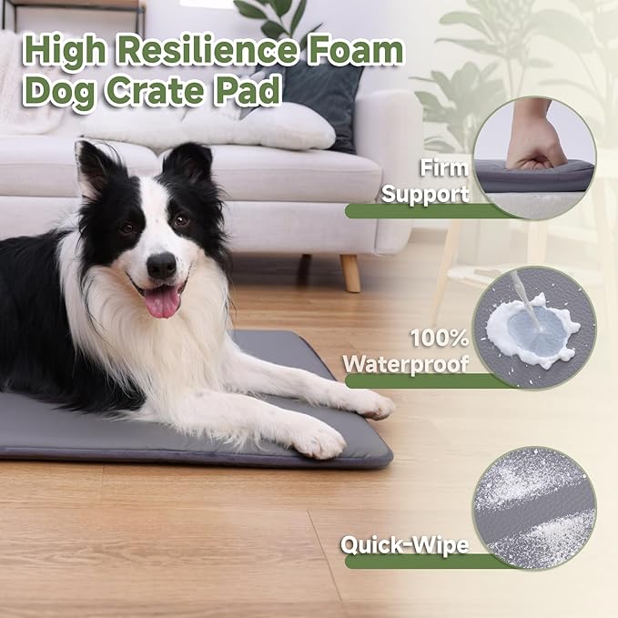 XXL Dog Crate Pad, Double-Sided Waterproof Crate Mat Bed, Outdoor Kennel Mat Beds Pet Sleeping for Large Dogs, Clooling, Waterproof, Wipeable, Anti-Slip, Kennel Pads 47 x 29 Inch, Dark Gray