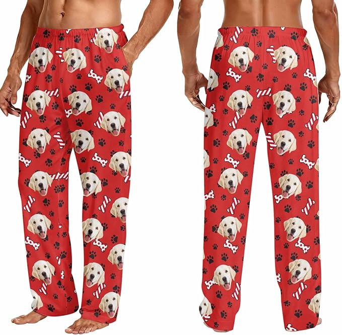 Custom Couple Pajama Pants Sock with Funny Face, Personalized PJ Anniversary Birthday Women Men Pants