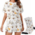 Custom Short Pajamas Set with Face Photo Women‘s Sleepwear Tee Personalized PJ Short Loungewear Set fot Her