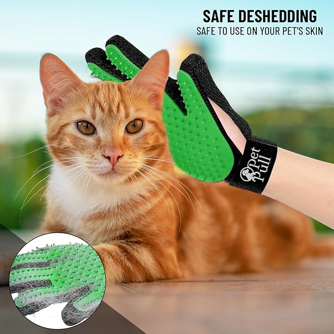 Pet Grooming Gloves with 259 Silicone Tips - Pet Hair Removal Tool Gentle Shedding Dog Washing Gloves - Deshedding Brush Hair Remover Mitts for Dogs & Cats for Long and Short Hair (Green)