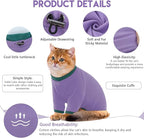 Sticky Cat Clothes Stretchy, Sphynx Hairless Sweater & Pajamas for Cats only, Soft Cat Onesie for Cats After Surgery Female Male & Hair Loss Prevention, Purple XL