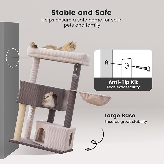 Gardner Pet 41" Tall Cat Tree Corduroy for Medium-Large Cats, Heavy Duty Cat Trees Towers with 2.8in Posts & Washable Top Perches, Easy to Assembly