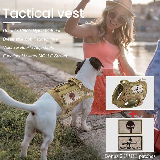 Tactical Dog Training Harness Outdoor Working Vest Adjustable Military MOLLE Dog Vest Harness with Rubber Handle