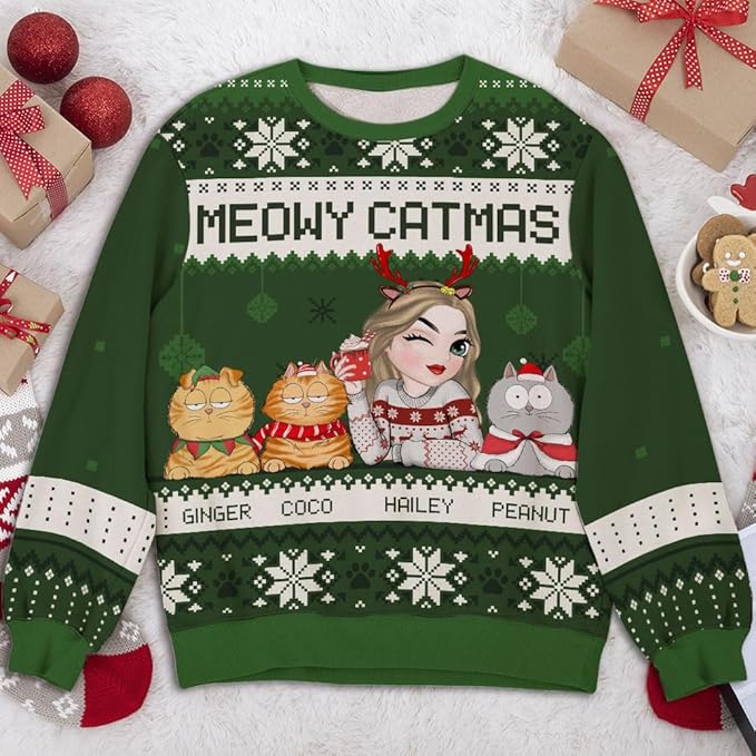 Wrappiness A Girl And Her Dog Christmas Sweatshirt - Cozy Unisex Fit Custom Shirt - Cute for Women Pet Lovers