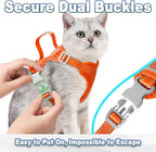 Cat Harness and Leash Set Escape Proof for Kitten Walking, Soft Adjustable Top Handle Vest Harnesses for Cats, Easy Control Breathable Reflective Small Medium Large, Orange, XXS