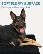 KSIIA Orthopedic Dog Bed Crate Waterproof Pet Mats for Extra Large Dogs Deluxe Plush Washable Pet Bed with Egg Crate Foam & Removable Cover, 47 x 29 Inch, Black