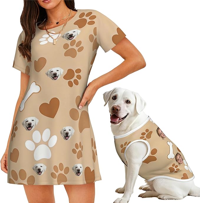 Personalized Matching Dog and Owner Clothes Separately Sold, Custom Face Nightgown for Women Dogs