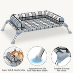 Elevated Pillow Bolster Dog Bed - Raised Dog Beds with Bolster Portable Lifted Washable Pet Cot Bed with Stainless Steel Frame Dogs Hammock Bed for Indoor & Outdoor (Bolster S)
