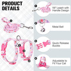 BEAUTYZOO Cat Harness and Leash Set Escape Proof for Walking, Kitten Soft Adjustable Vest Harnesses for Small Medium Large Cats, Easy Control Breathable Plaid Ribbon Nylon for Outdoor Indoor Use