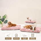EHEYCIGA Fluffy XXL Dog Crate Pad, Plush Faux Fur Dog Bed for Extra Large Pets, Calming Anti Anxiety XXL Pet Bed, Washable Soft Warm Crate Mat with Non-Slip Bottom, Pink