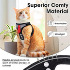 Cat Harness and Leash Set for Walking Escape Proof, Soft Adjustable Kitten Harness Breathable Mesh with Reflective Strips Harness for Kitty Puppy Bunny(Black,XS)