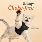 Dooradar Cat Harness and Leash Set, Escape Proof Safe Adjustable Kitten Vest Harnesses for Walking, Easy Control Soft Breathable Mesh Jacket with Reflective Strips for Cats, Black, XS
