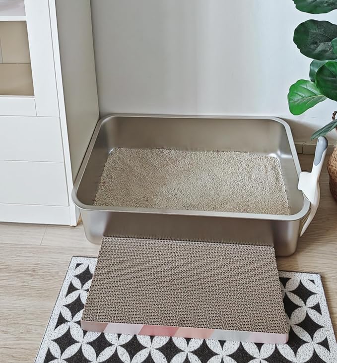 2 Pack Stainless Steel Cat Litter Box with High Sides - Metal Cat Pan, Large Indoor Litter Tray, Never Absorbs Odor, Pet Toilet Supplies Smooth Surface for Kitten, Kitty, Rabbit 23.6" 16"x8"