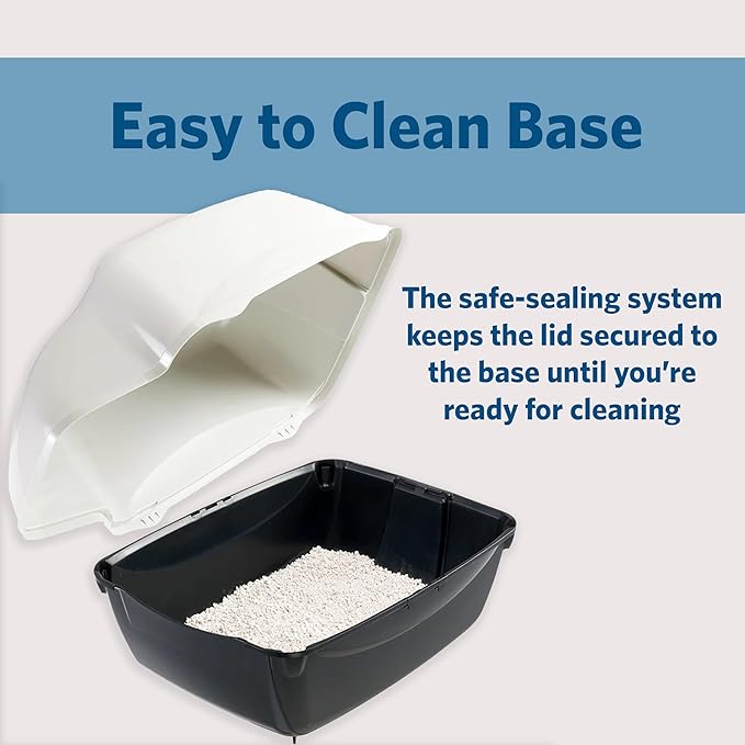 Ferplast Cosmic Outdoor Cat Litter Box – Waterproof Dog-Proof Cat Toilet with Tunnel Entry, High-Sided Base for Litter Containment, Easy-Clean Design, Durable Thermoplastic Resin in Black